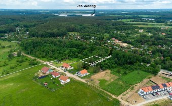 Działka na sprzedaż Wadąg – widok z drona, dojazd 