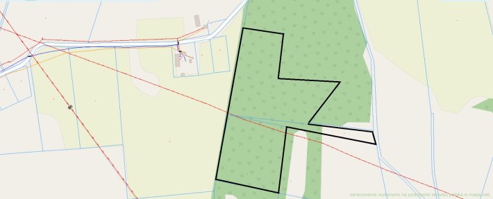Mapa poglądowa działki w Nowych Mieczysławach z za