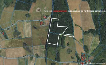 Mapa satelitarna z granicami działki w Nowych Miec